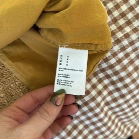 American Eagle | Linen | Palm Tree Tropical | Smocked Crop | Tank | size M - Picture 5 of 5